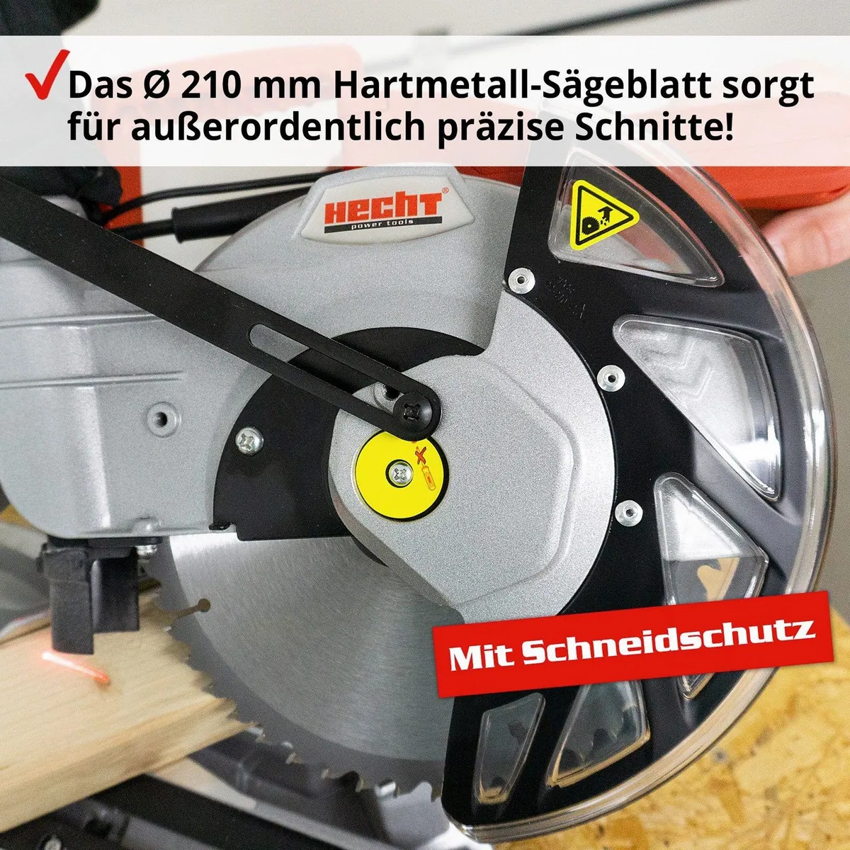 Hecht 828 Kappzugsäge, 1800 W Leistung, 4900 U/min Drehzahl, integrierter Laser 2