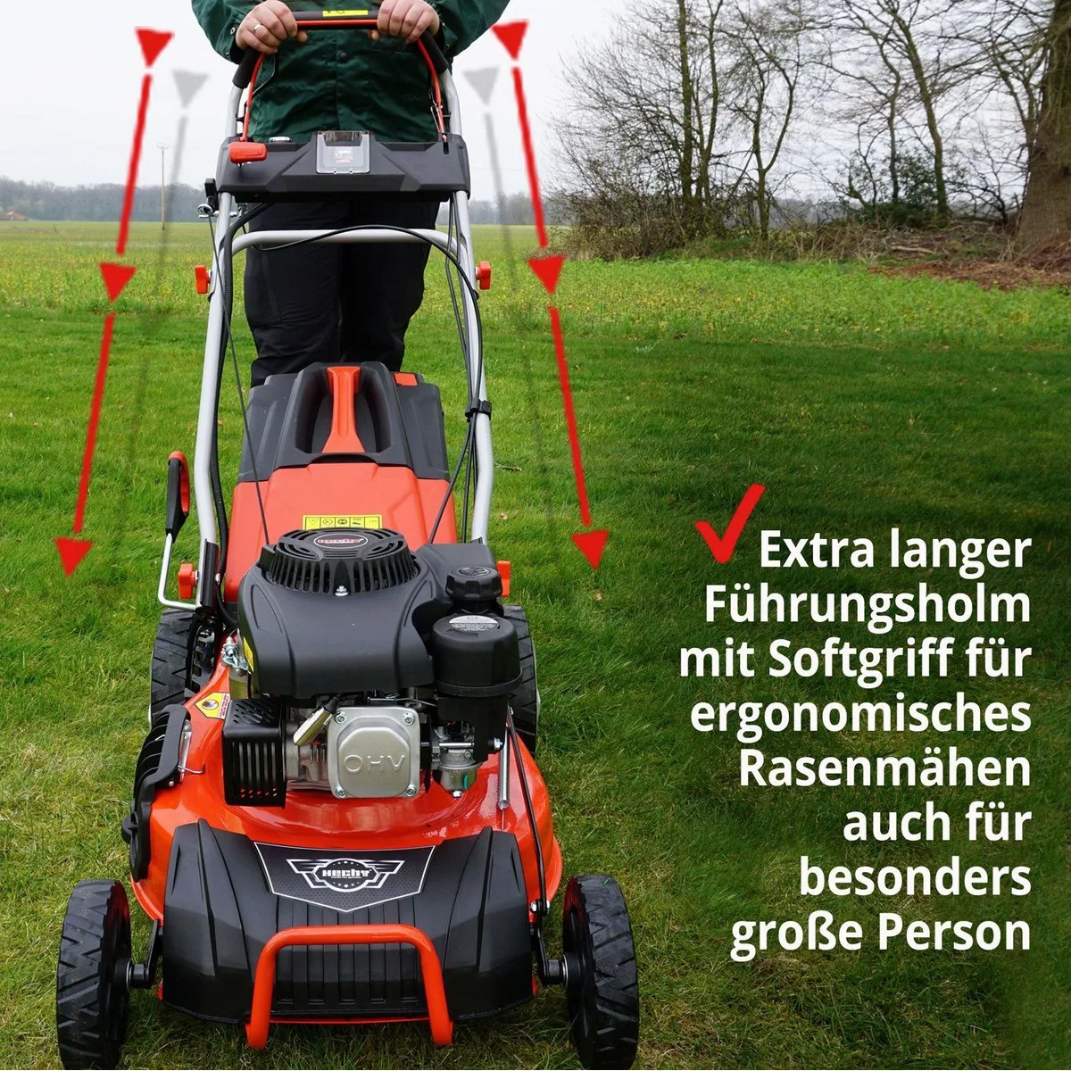 Hecht 547 SWE Benzinrasenmäher, Elektrostart, 5-in-1 Funktion — 46 cm Schnittbreite, 3,7 PS, 55L Fangkorb 5