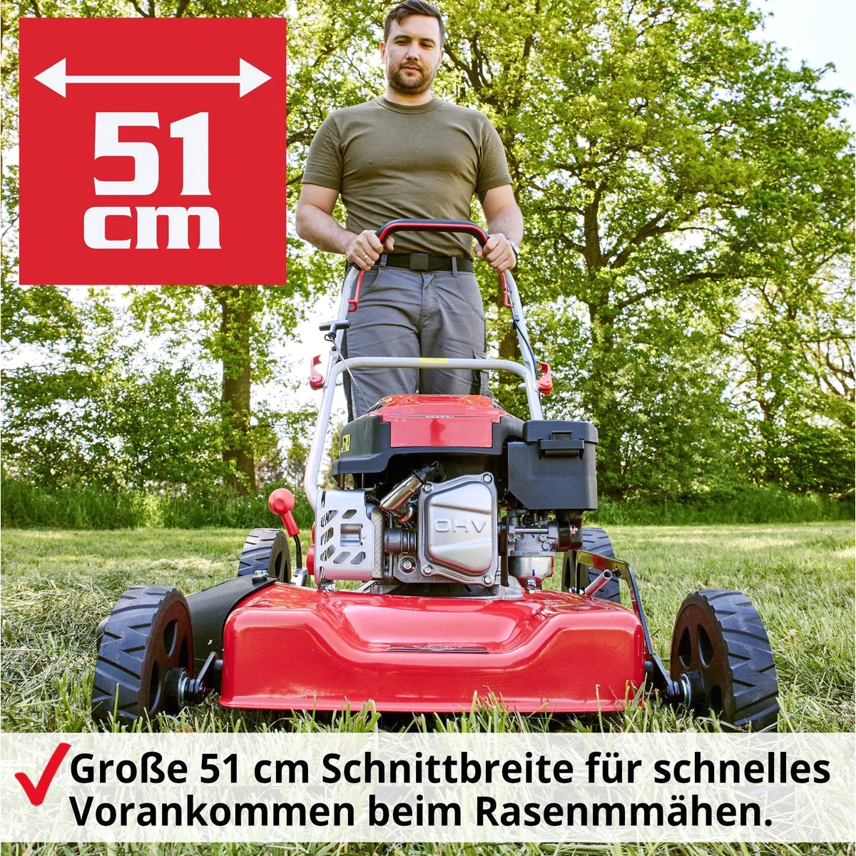 Hecht Benzinrasenmäher 5511, 51 cm Schnittbreite, 4-Takt Motor, robuste Bauweise 2