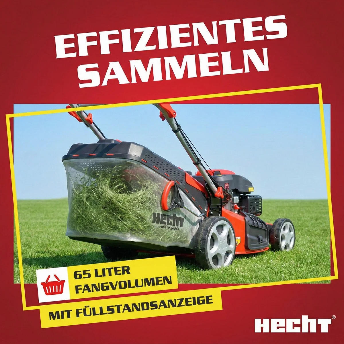 Hecht Benzinrasenmäher 551 SXE, Elektrostart, 5-in-1 Funktion, 65L Fangkorb 3