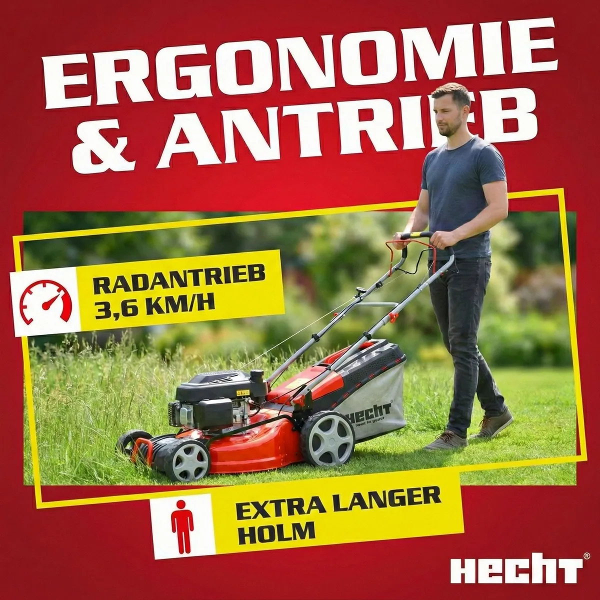 Hecht 547 SXW Benzinrasenmäher, 5-in-1 Funktion, Radantrieb, 46 cm Schnittbreite 3