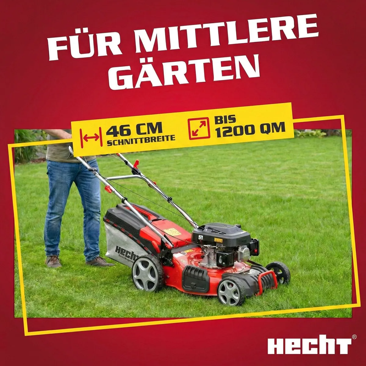 Hecht 547 SXW Benzinrasenmäher, 5-in-1 Funktion, Radantrieb, 46 cm Schnittbreite 4