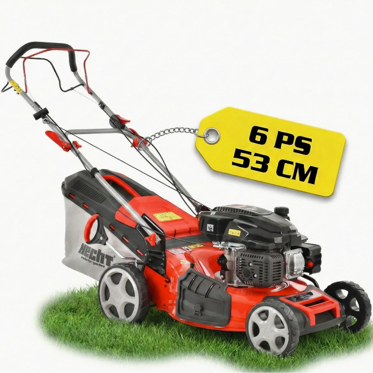 Hecht 554 SX Benzinrasenmäher, 5-in-1 Funktion, 6 PS, 75L Fangkorb
