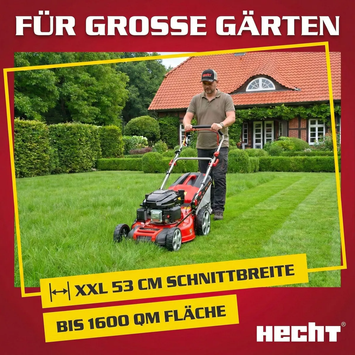 Hecht 554 SX Benzinrasenmäher, 5-in-1 Funktion, 6 PS, 75L Fangkorb 4