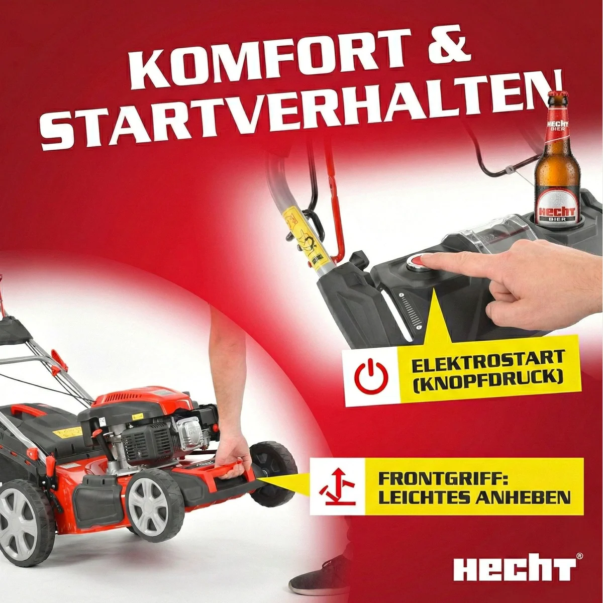 Hecht 554 SXE Benzinrasenmäher, 5-in-1 Funktionalität, Elektrostart, 53 cm Schnittbreite 5