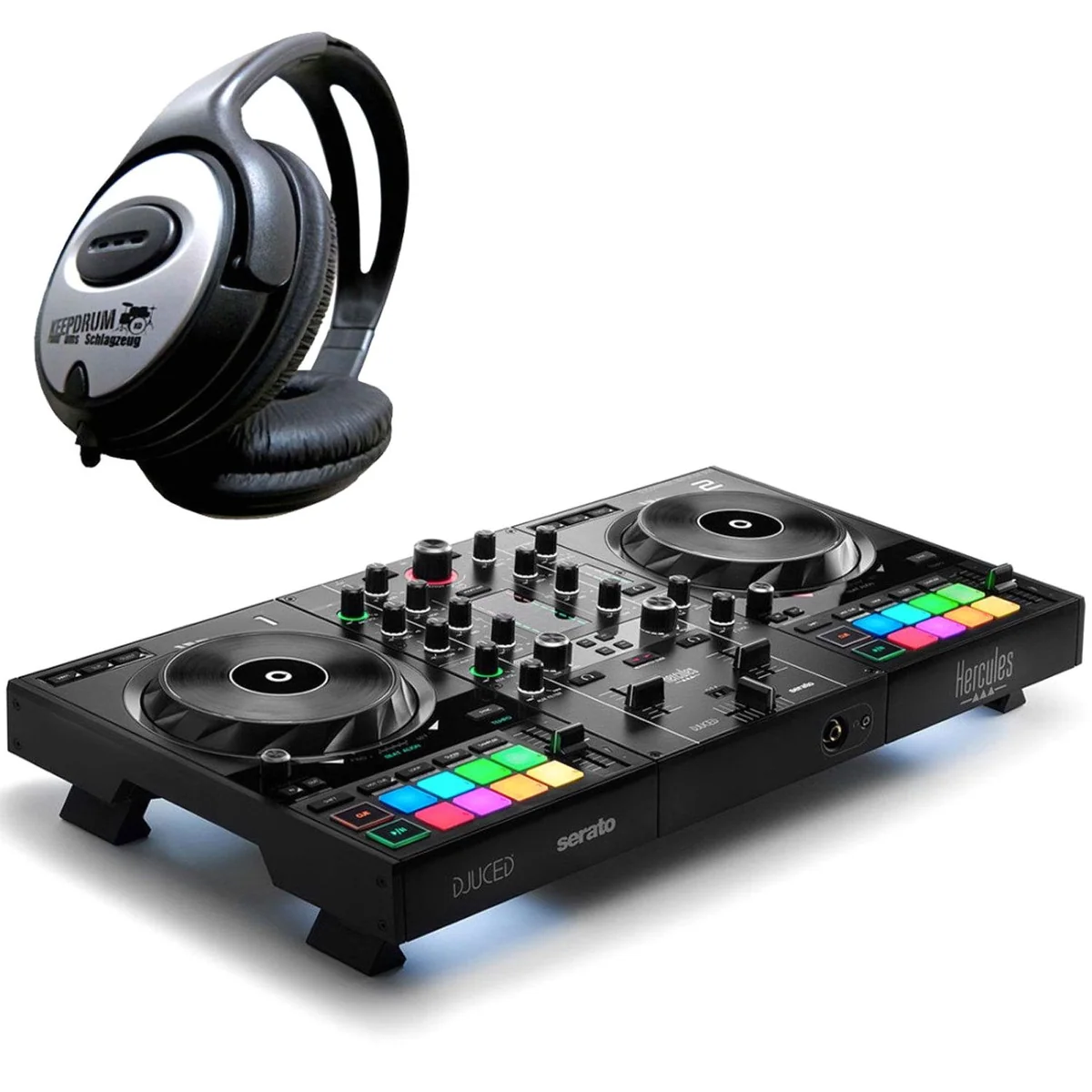 HERCULES DJ Control Inpulse 500, 2-Deck Controller mit Kopfhörer und intelligentem Music-Assistenten