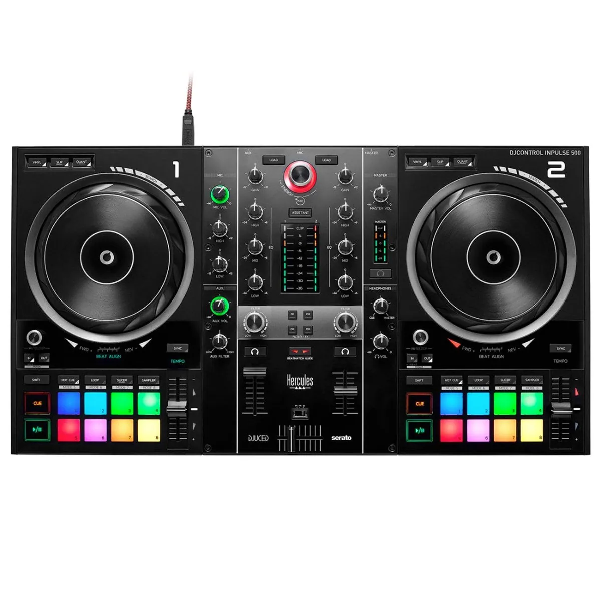 HERCULES DJ Control Inpulse 500, 2-Deck Controller mit Kopfhörer und intelligentem Music-Assistenten 3