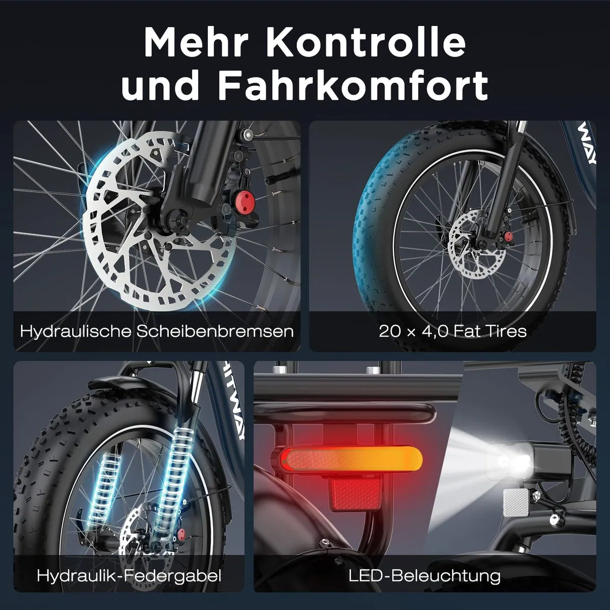 HITWAY BK6S PLUS E-Bike, 160 km Reichweite, 250 W Motor, hydraulische Scheibenbremsen 3
