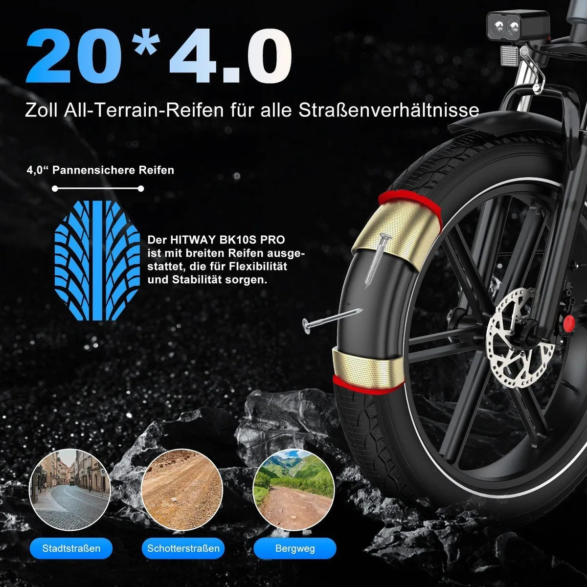 HITWAY E-Bike Mountainbike 20*4,0 Zoll, 720 Wh Akku, 7-Gang Shimano Schaltung 2
