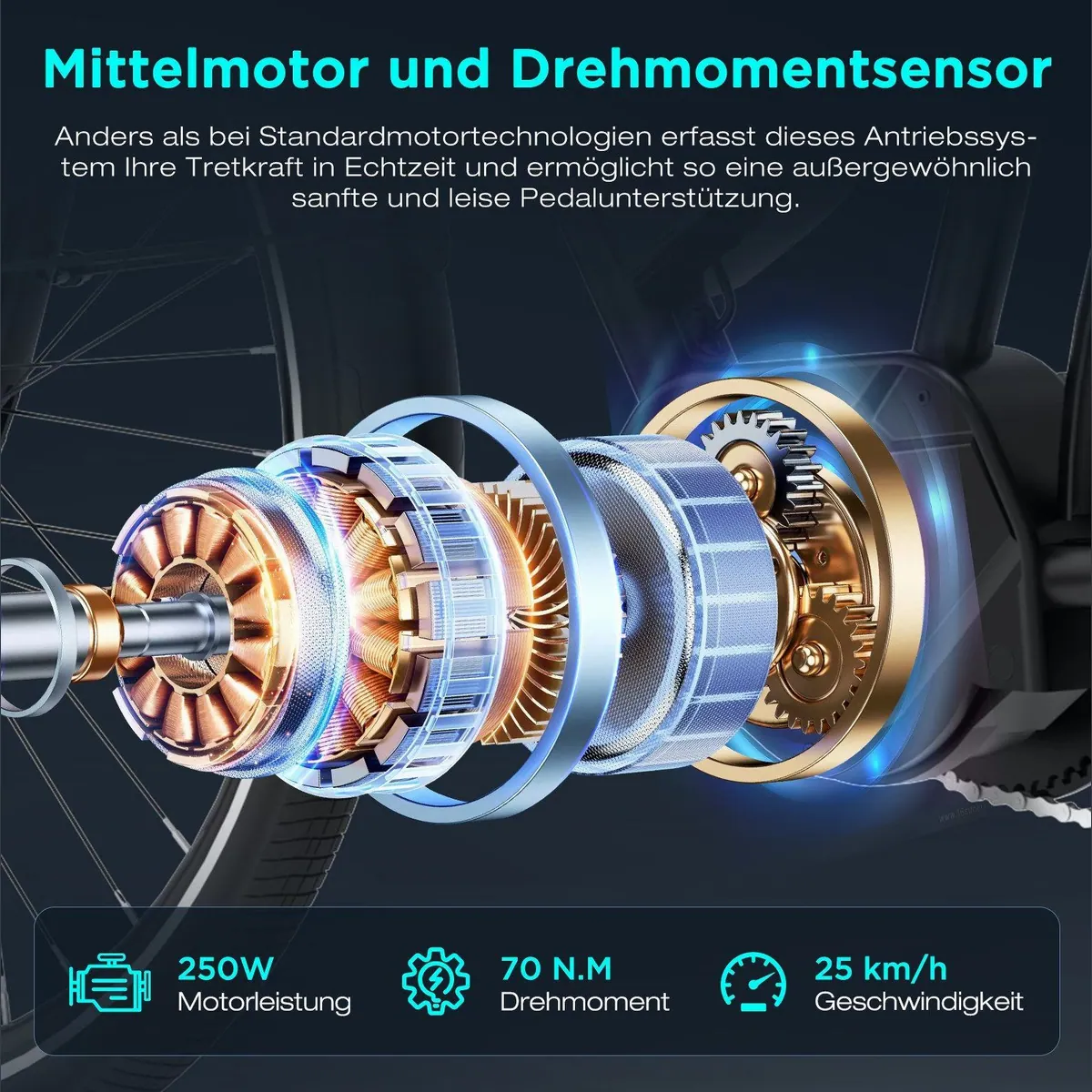 HITWAY BK-U1 E-Bike, 70 Nm Mittelmotor, 180 km Reichweite, Hydraulikbremsen 4