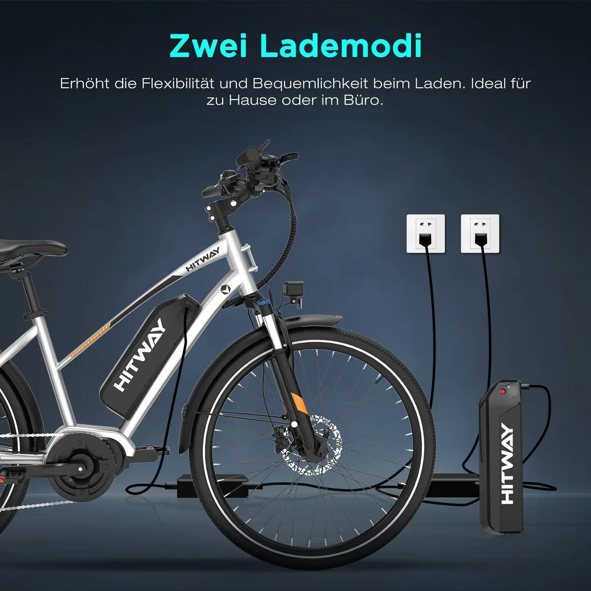 HITWAY E-Bike Trekkingrad 27,5 Zoll, leistungsstarker Mittelmotor, herausnehmbarer Akku — bis zu 180 km Reichweite 5