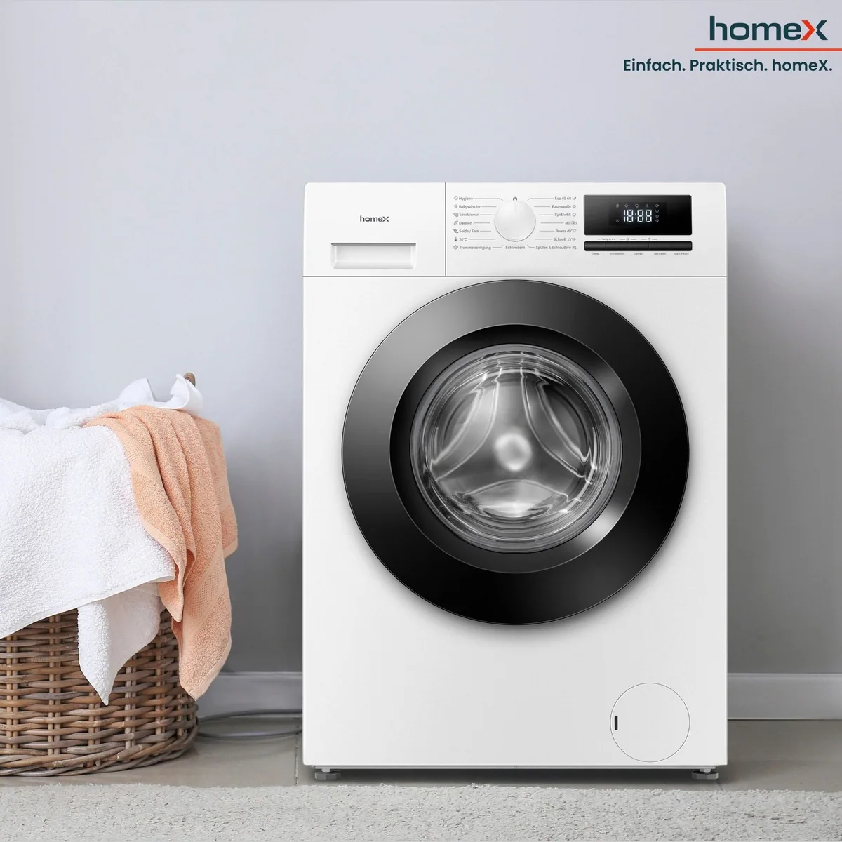 homeX WF814H1A-W Waschmaschine, 8 kg, 1400 U/min, Dampffunktion, AquaStop, Inverter Motor, EEK A -20% 3