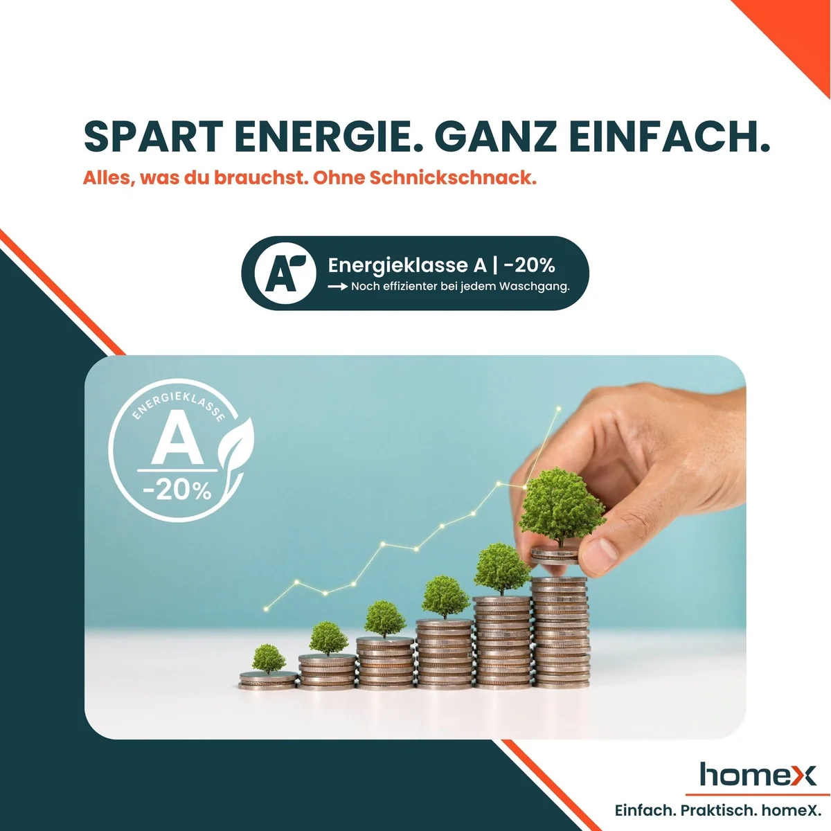 homeX WF814H1A-W Waschmaschine, 8 kg, 1400 U/min, Dampffunktion, AquaStop, Inverter Motor, EEK A -20% 5