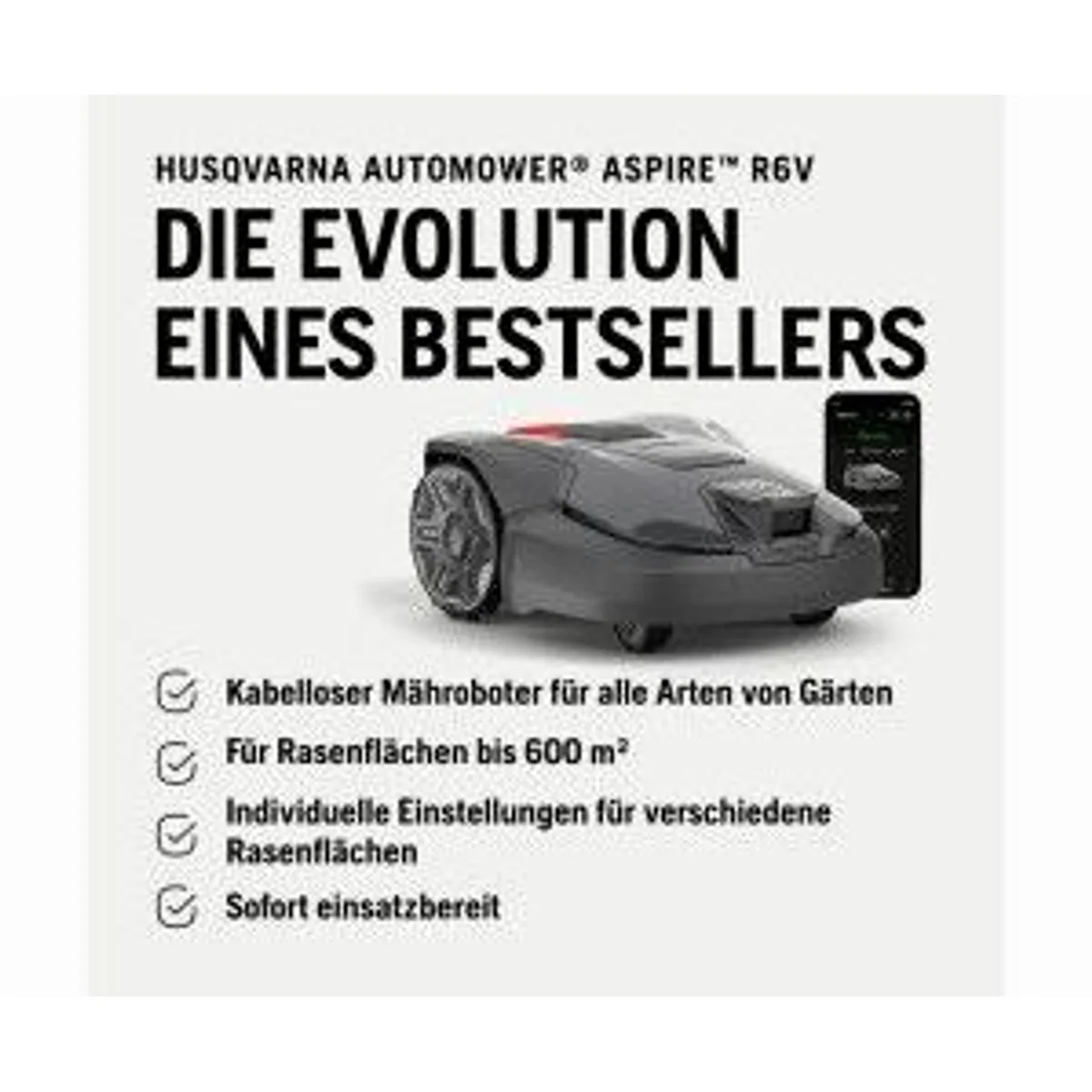 Husqvarna Automower Aspire R6V, präzise Rasenpflege, vielseitig einsetzbar, benutzerfreundlich 2