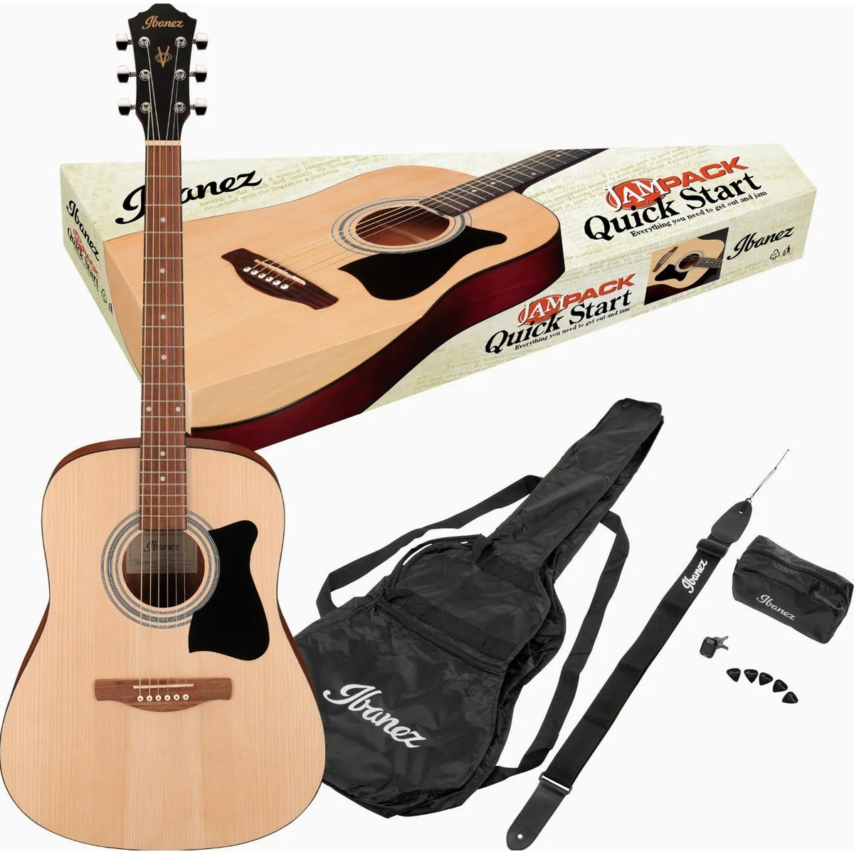 Ibanez V50NJP-OPN Dreadnought, vielseitige Akustikgitarre im Jam Pack