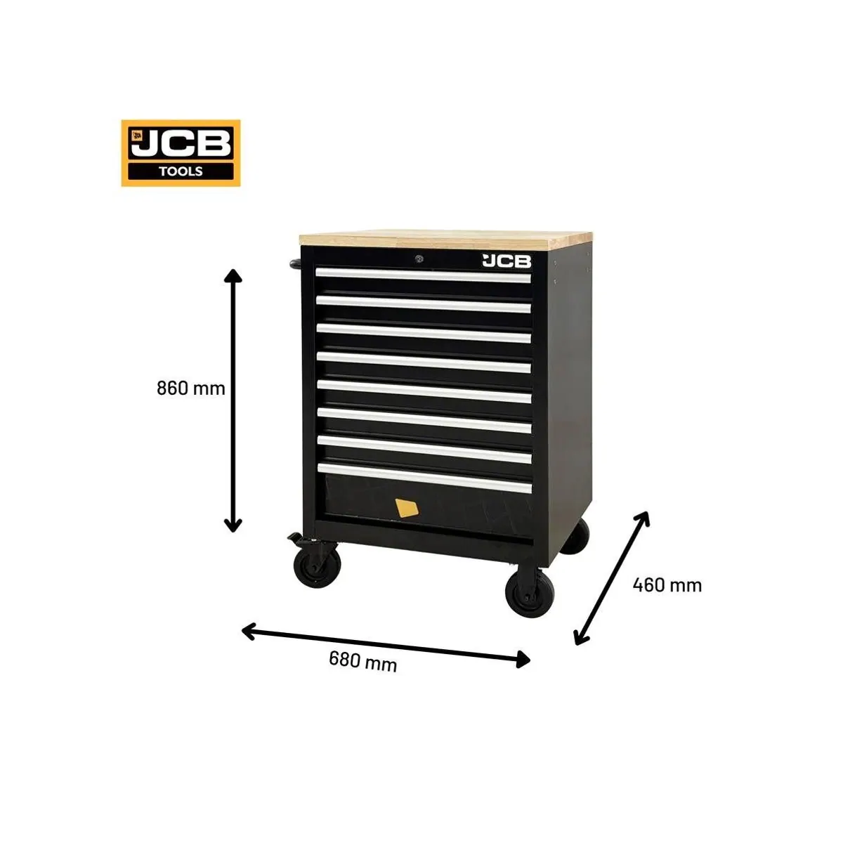 JCB Werkstattwagen JCB-27TCK, 259-teiliges Werkzeugset, 8 Schubladen mit Soft-Close 5