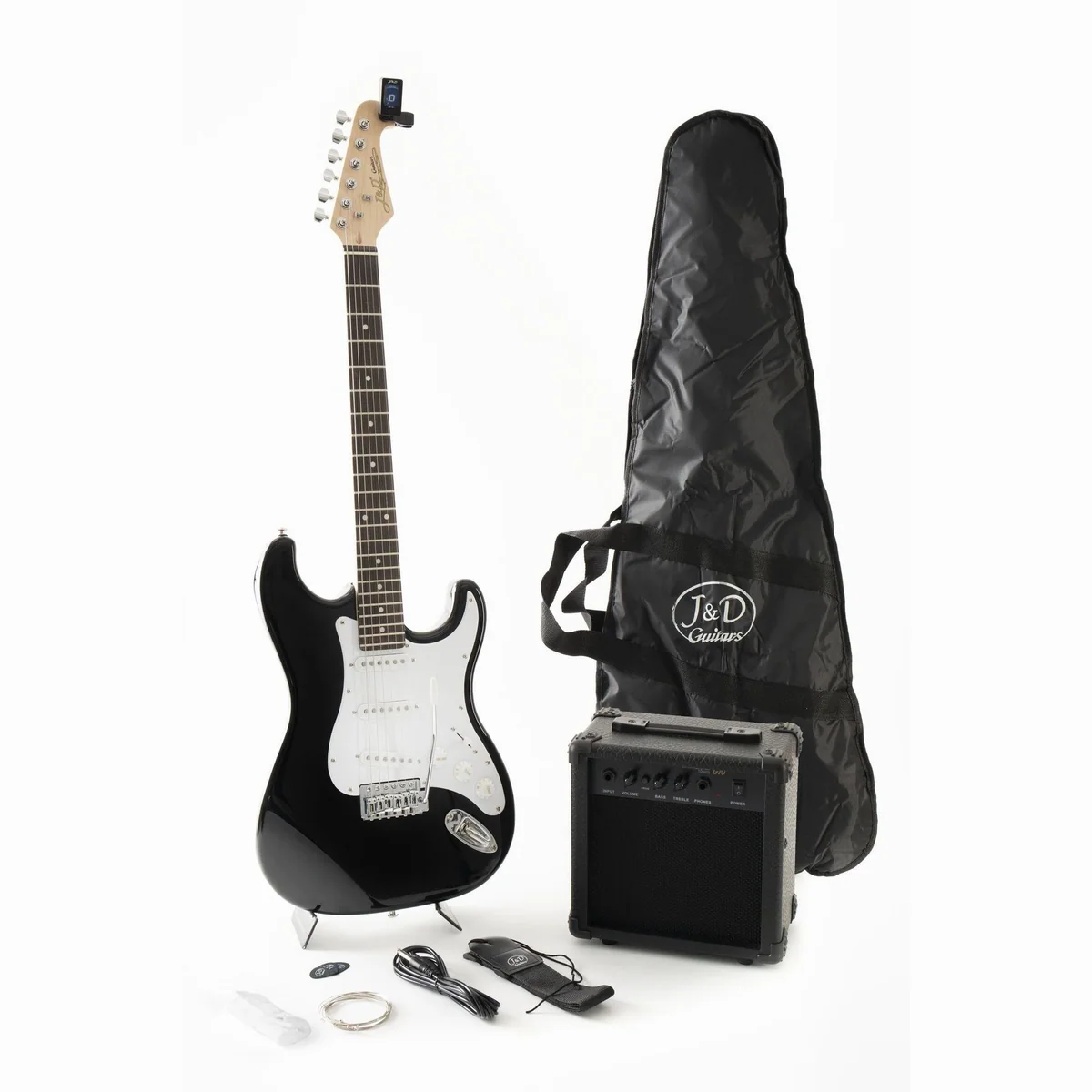 J & D ST Rock E-Gitarre Set, Einsteiger Set mit Verstärker und Zubehör