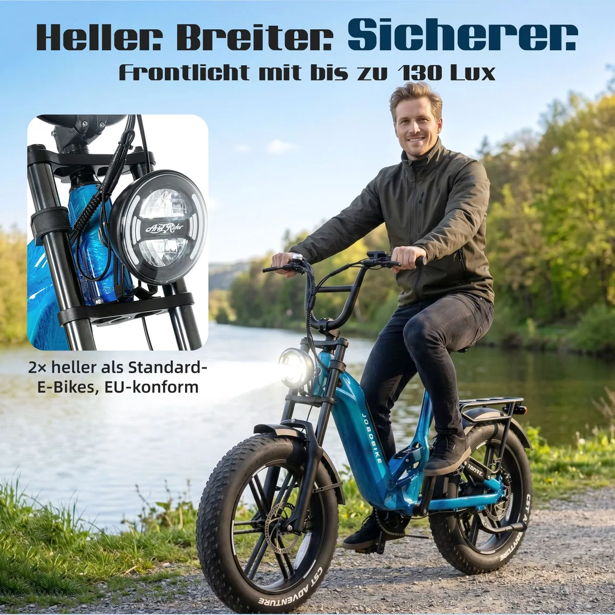 JOBOBIKE E-Bike Mountainbike 20 Zoll, 720 Wh Akku, Vollfederung, 7-Gang Shimano 4