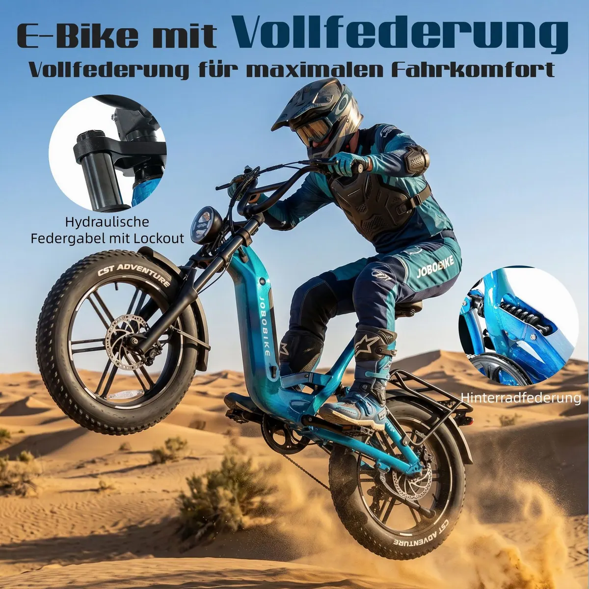 JOBOBIKE E-Bike Mountainbike 20 Zoll, 720 Wh Akku, vollgefederte Konstruktion 2