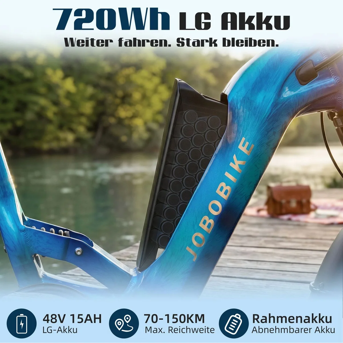JOBOBIKE E-Mountainbike, 720Wh Akku, 150 km Reichweite, 7-Gang Shimano 4