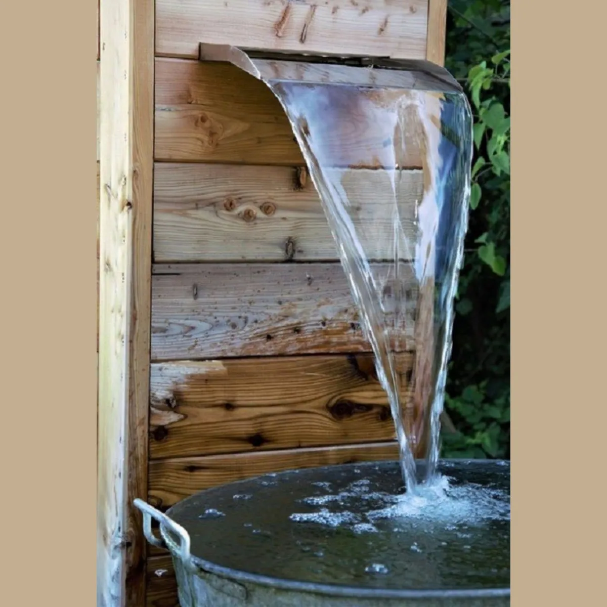 Jürgen Bocker Gartenambiente Wasserfall, Edelstahl matt mit LED-Beleuchtung — 45 cm Breite, 1-2 m Fallhöhe 3