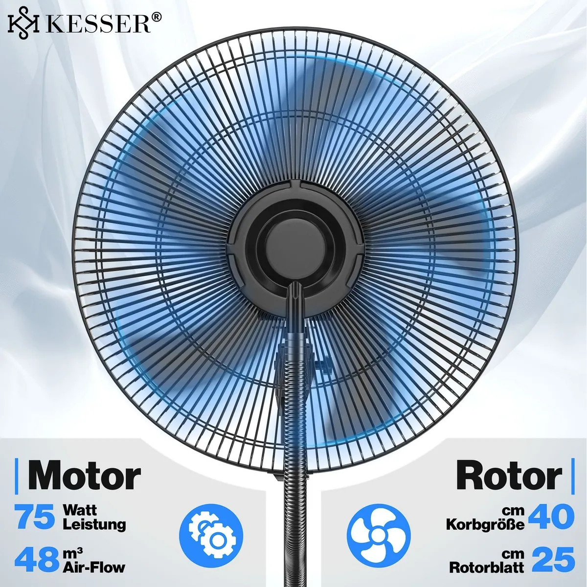 KESSER Standventilator Frosty, Ultraschall-Sprühnebel & Fernbedienung — erfrischend, mobil, vielseitig 2