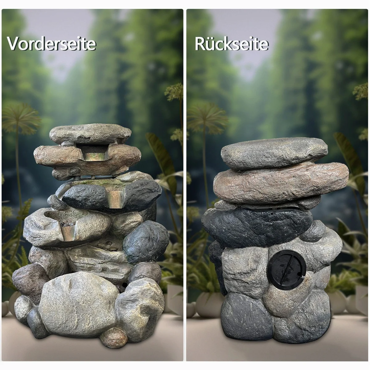 Köhko Gartenbrunnen Kieselstein, naturstein-optik, LED-Beleuchtung 3
