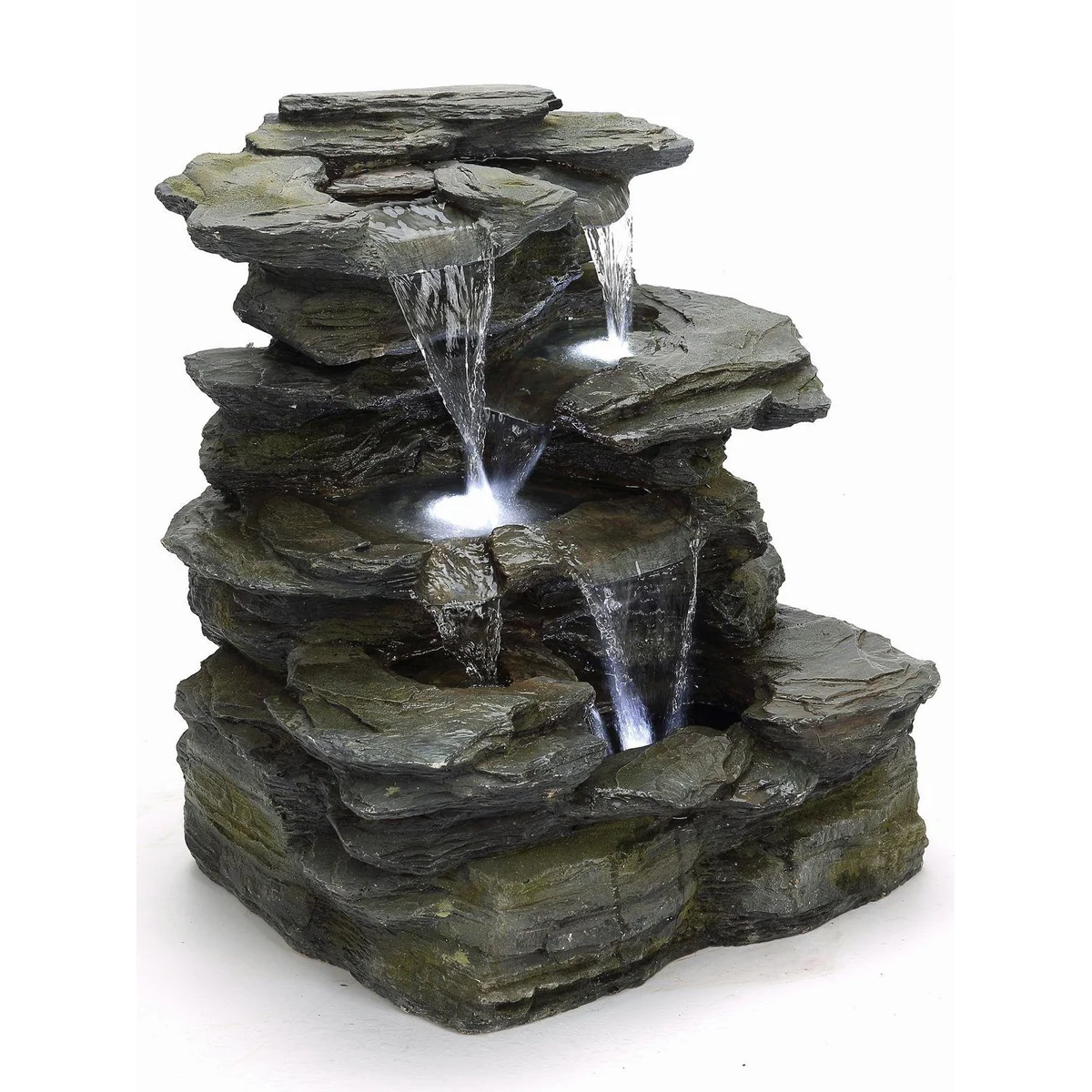 Köhko Greifensteine Gartenbrunnen, naturstein-optisch, LED-Beleuchtung 2