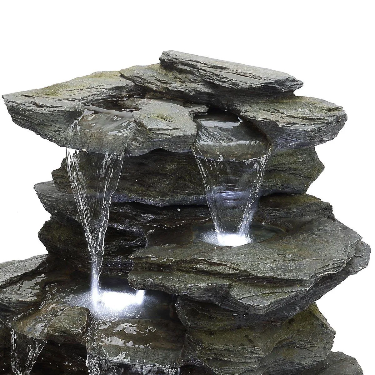 Köhko Greifensteine Gartenbrunnen, naturstein-optisch, LED-Beleuchtung 4