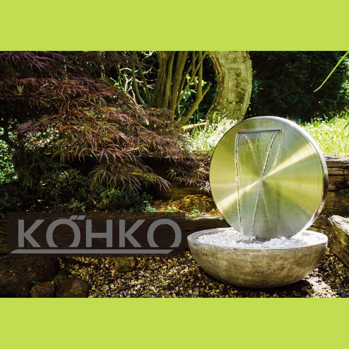 Köhko Gartenbrunnen Ø 55 cm, elegantes Design aus Edelstahl mit LED-Beleuchtung 4