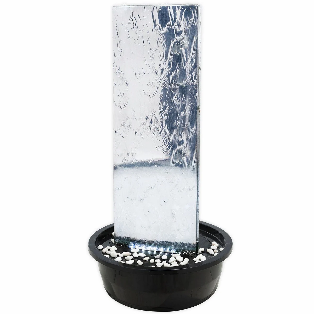 Köhko Gartenbrunnen Wasserwand 23016L, elegante Edelstahloptik, LED-Beleuchtung, höhenverstellbar 2