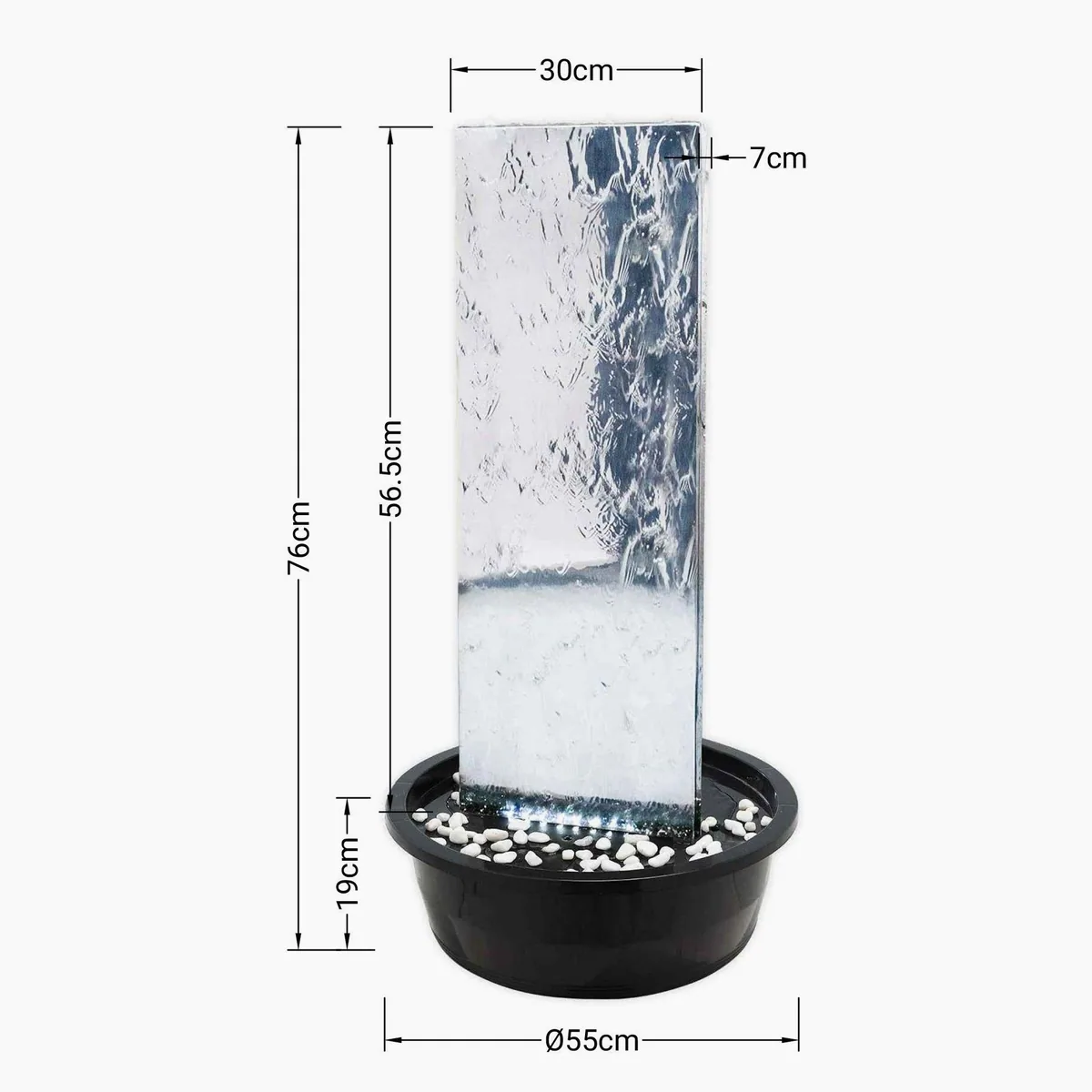 Köhko Gartenbrunnen Wasserwand 23016L, elegante Edelstahloptik, LED-Beleuchtung, höhenverstellbar 3
