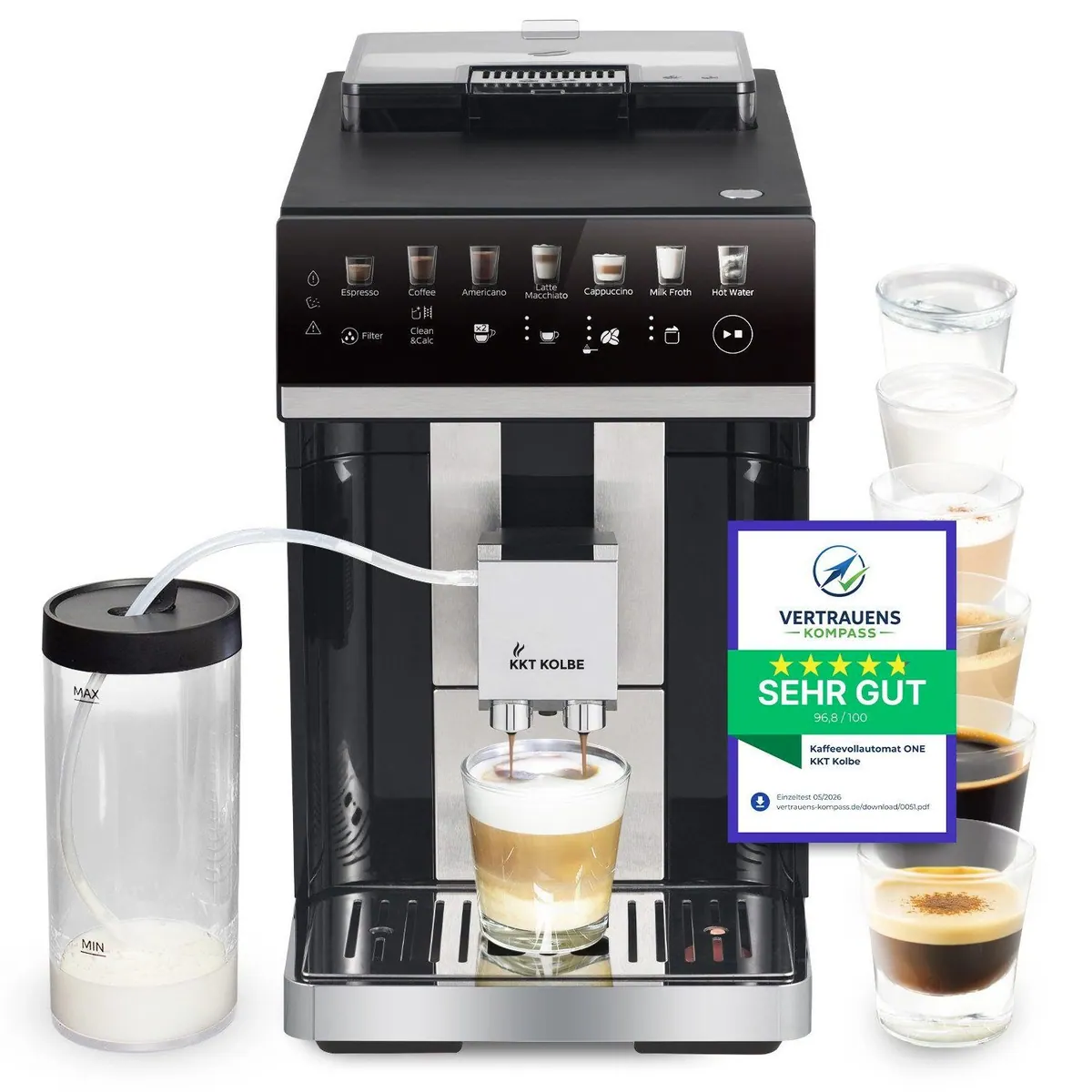 KKT KOLBE One Kaffeevollautomat, 7 Kaffeespezialitäten, automatische Reinigung, 2 Tassen-Funktion 2
