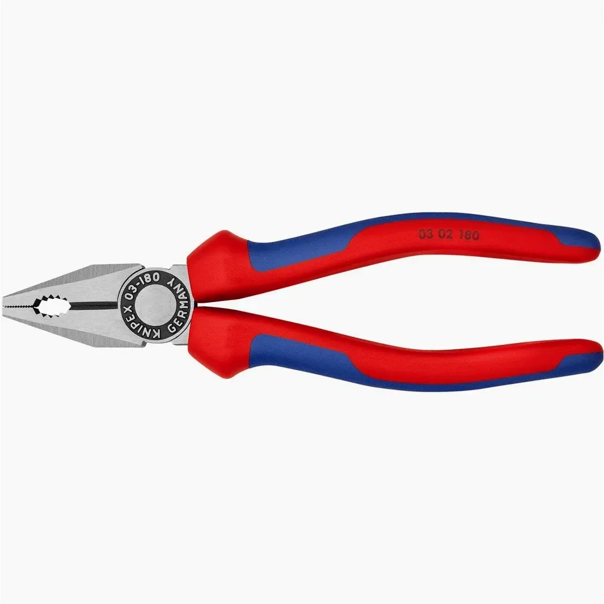 Knipex Kombizange 03 02 180, gezahnte Greifflächen, induktiv gehärtete Schneiden