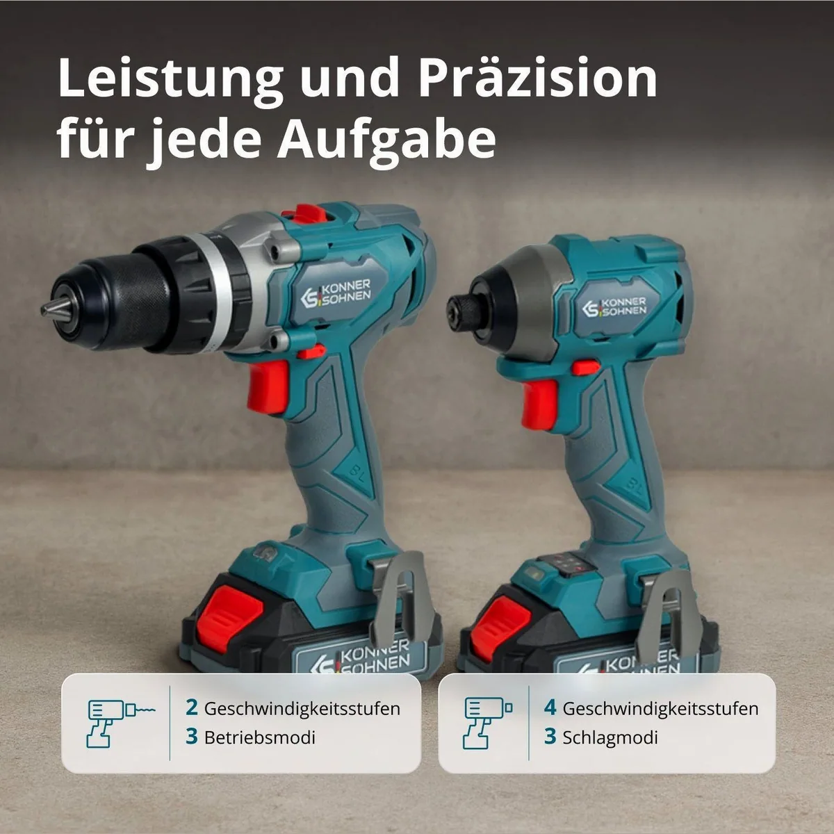 Könner & Söhnen KS IDISD 20V SET 2, Akku-Schlagbohrschrauber & Schlagschrauber — 2 in 1, 80 Nm, 260 Nm 3