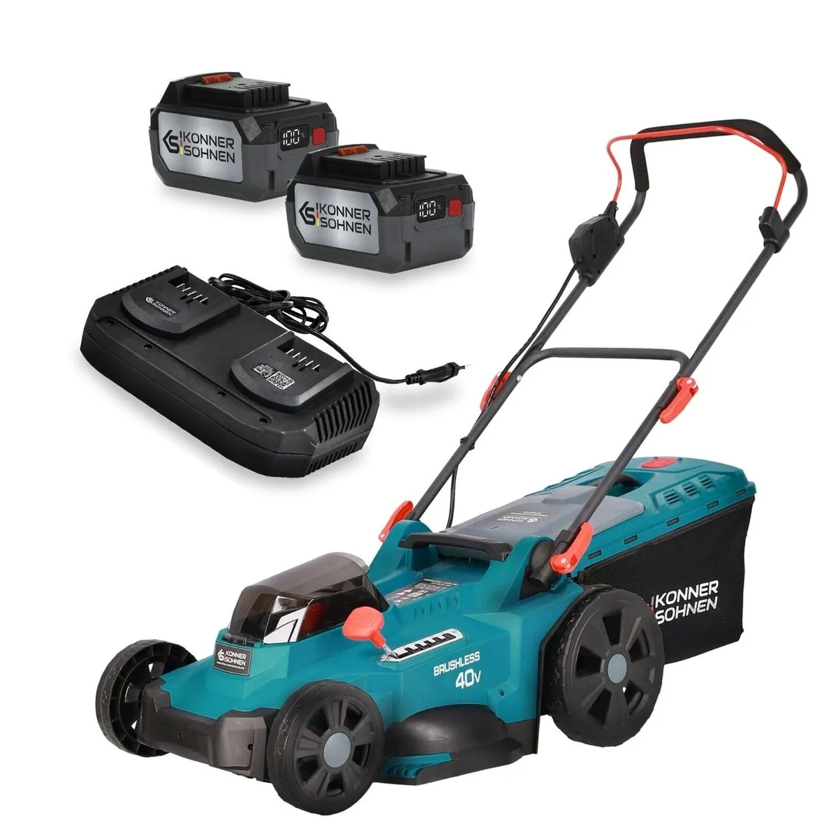 Könner & Söhnen Akkurasenmäher KS 43LM-40V, bürstenloser Motor, 2-in-1-Funktion