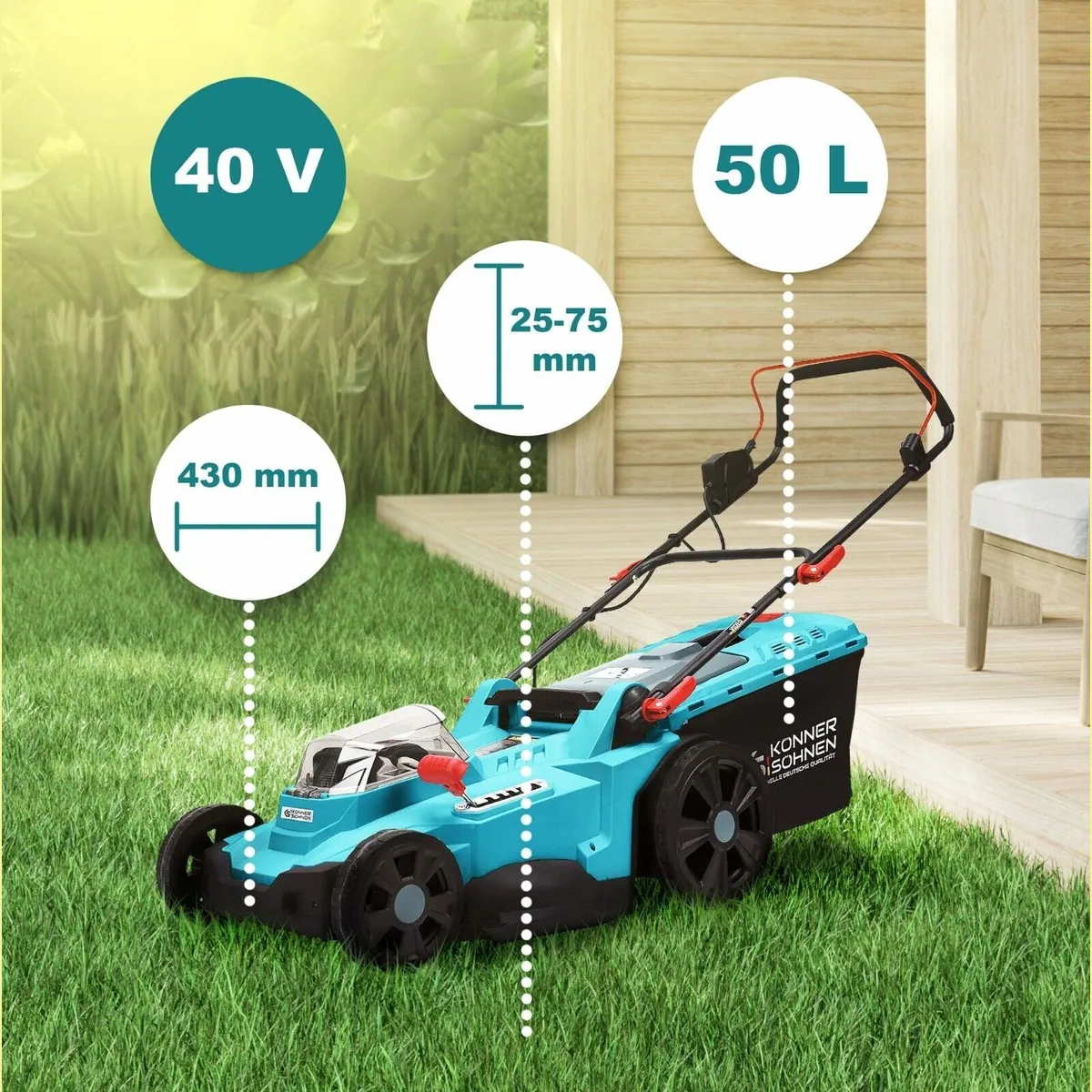 Könner & Söhnen Akkurasenmäher KS 43LM-40V, bürstenloser Motor, 2-in-1-Funktion 4