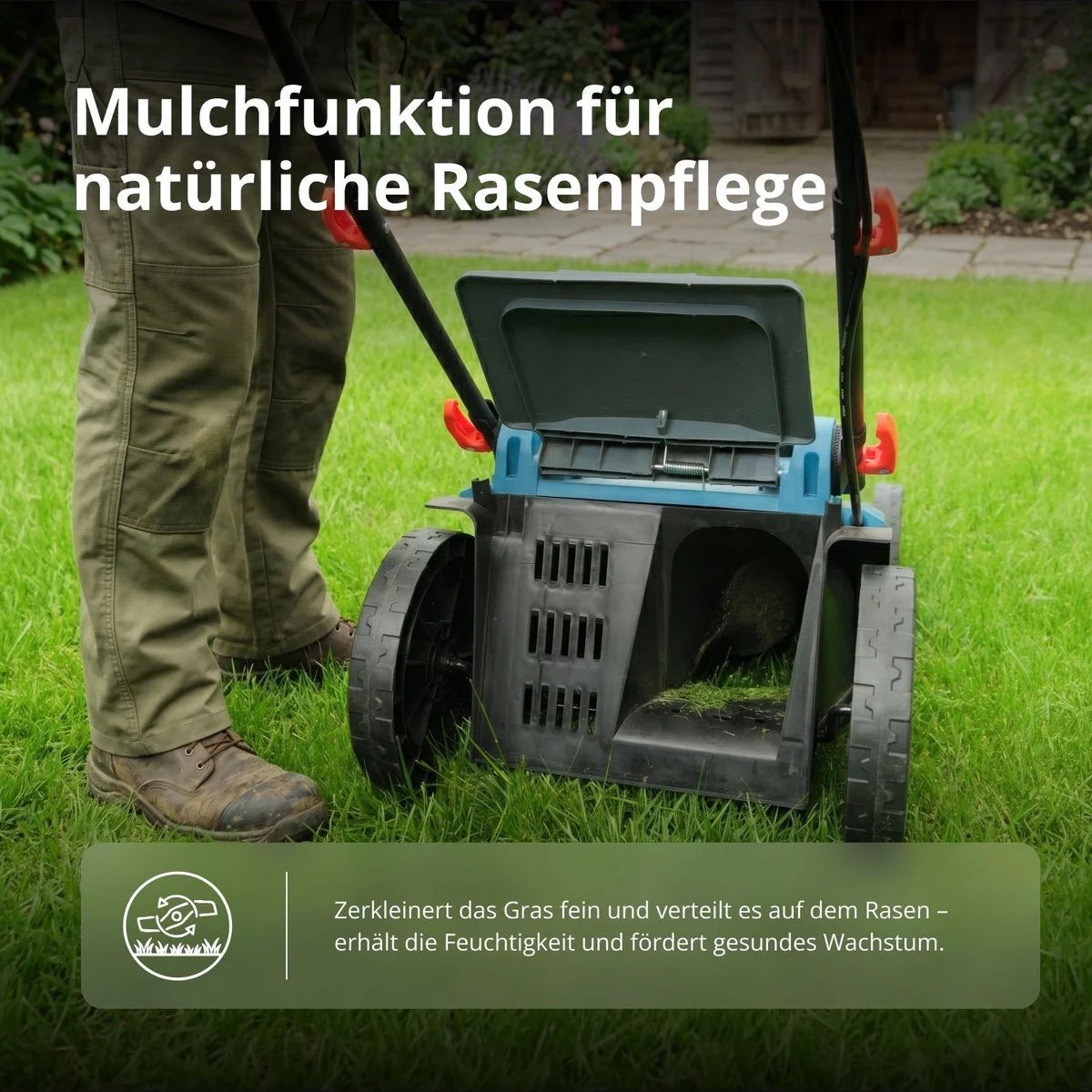 Könner & Söhnen KS 43LM-40V, zentrale Schnitthöhenverstellung, Akkubetrieb – hohe Effizienz 5