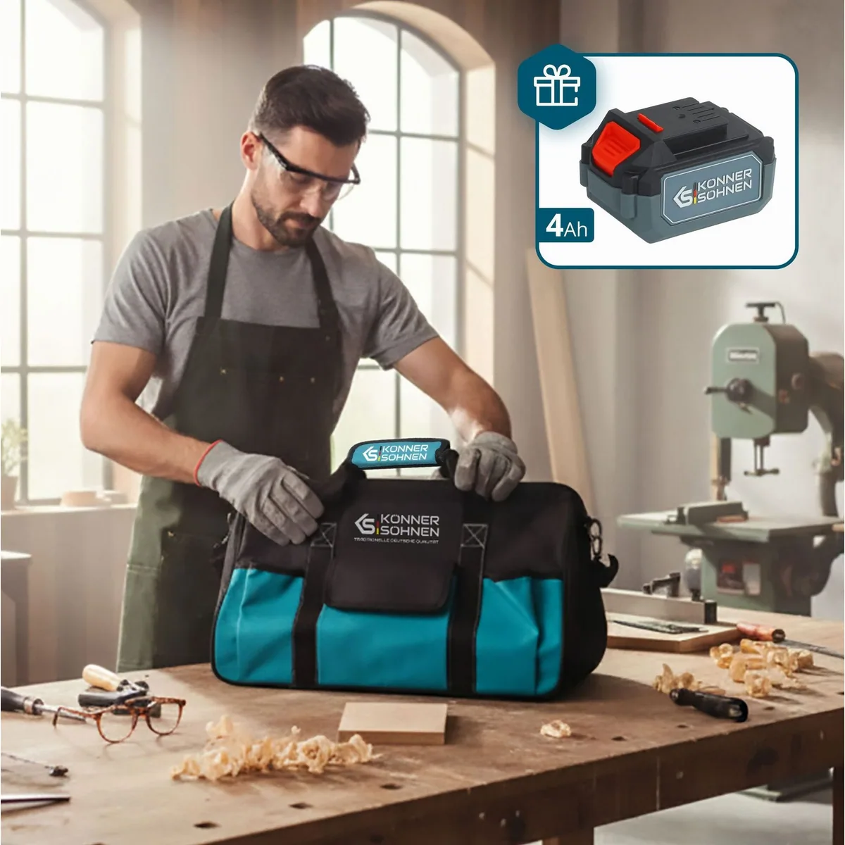 Könner & Söhnen KS RHAGD 20V SET 3 PLUS, 3-in-1 Akku-Bohrschrauber, Winkelschleifer & Bohrhammer 2