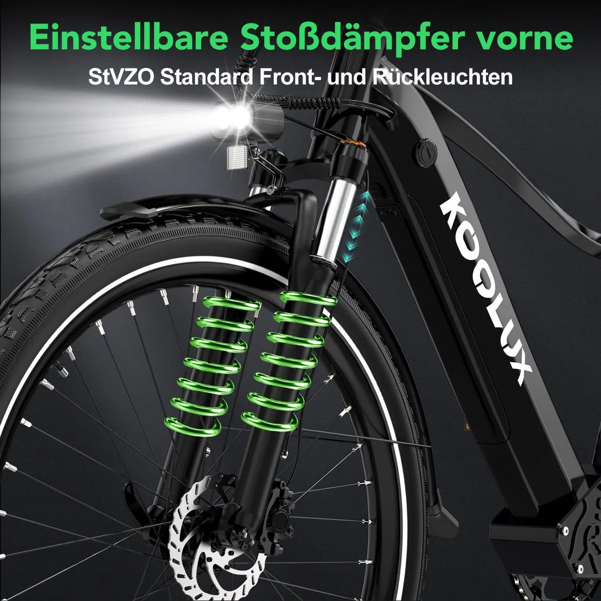KOOLUX E-Bike 26 Zoll, 7-Gang Shimano, 624 Wh Akku, Scheibenbremsen — für Damen und Herren 3
