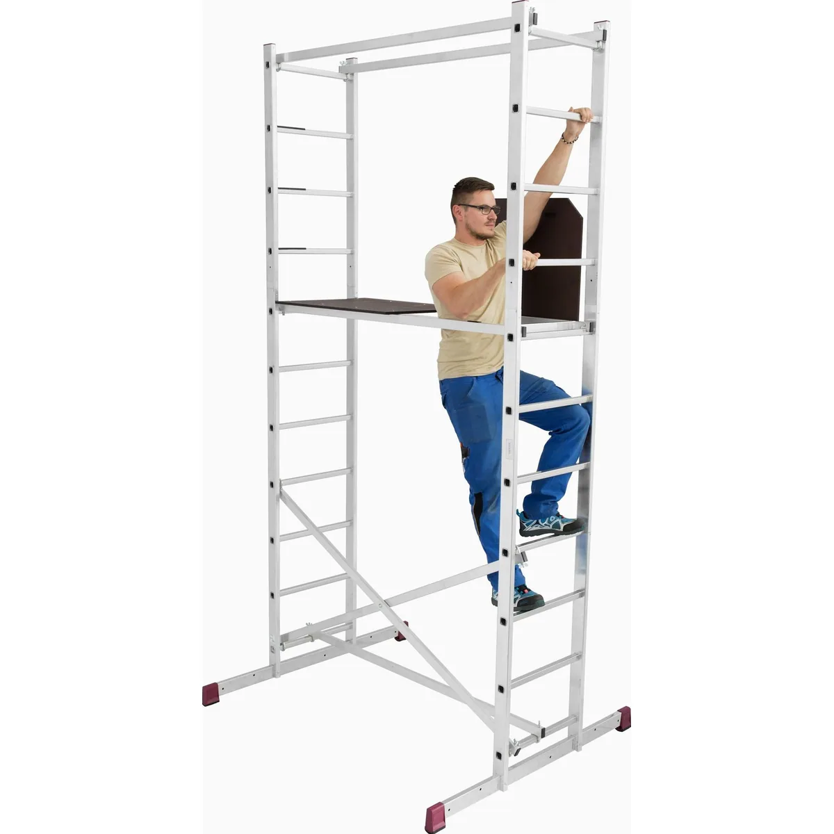 KRAUSE CORDA Arbeitsgerüst, rutschsichere Belagbühne 1,50 x 0,56 m, werkzeuglos aufbaubar 4