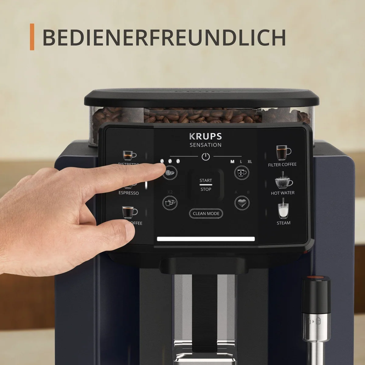 Krups EA910B.23 Kaffeevollautomat, XL Touch-Bedienpanel, kompakte Bauweise 3