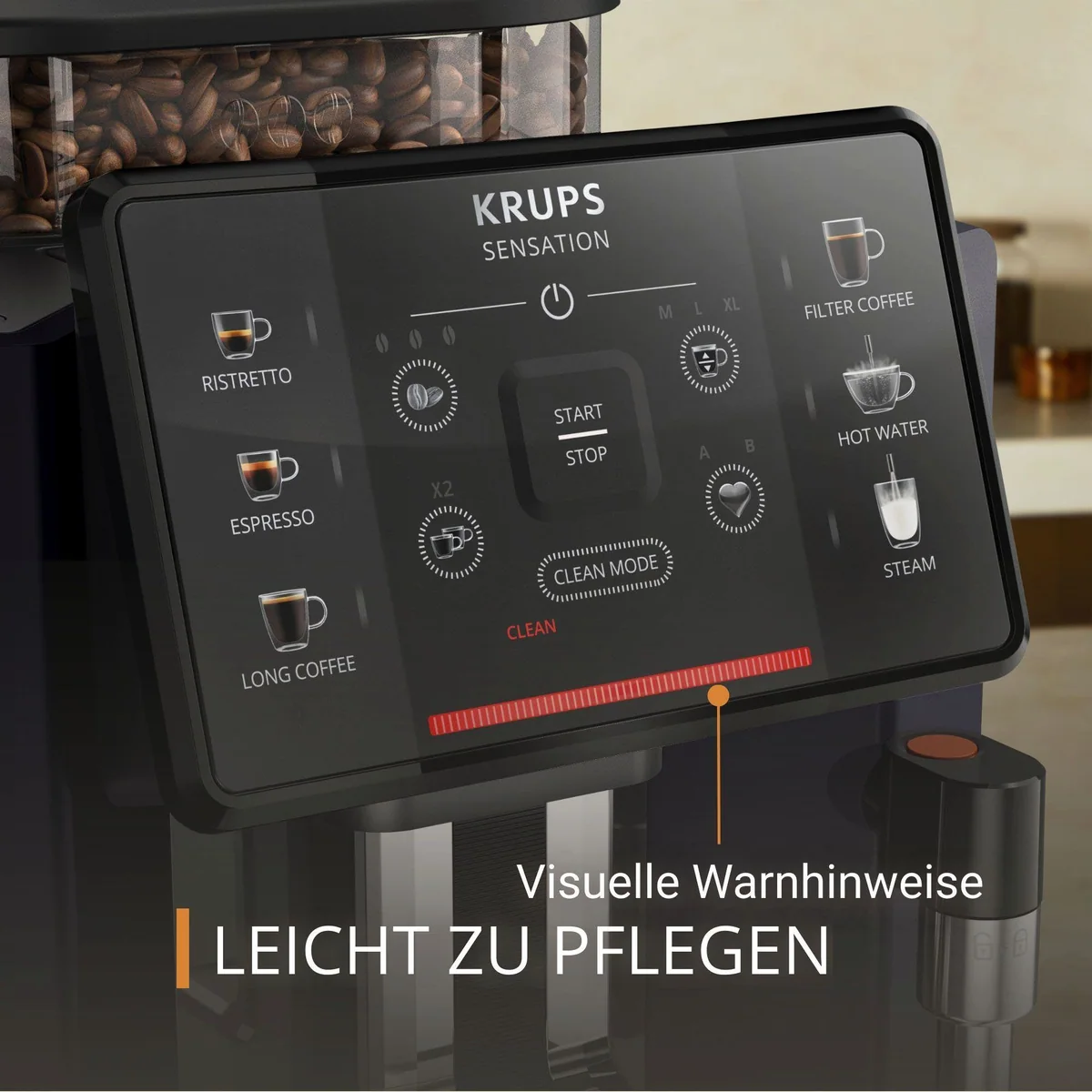 Krups EA910B.23 Kaffeevollautomat, XL Touch-Bedienpanel, kompakte Bauweise 5