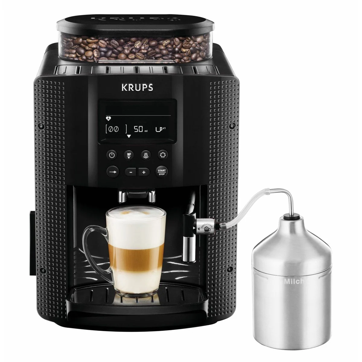 Krups EA8150 Kaffeevollautomat, LCD-Display, Speichermodus, Dampfdüse