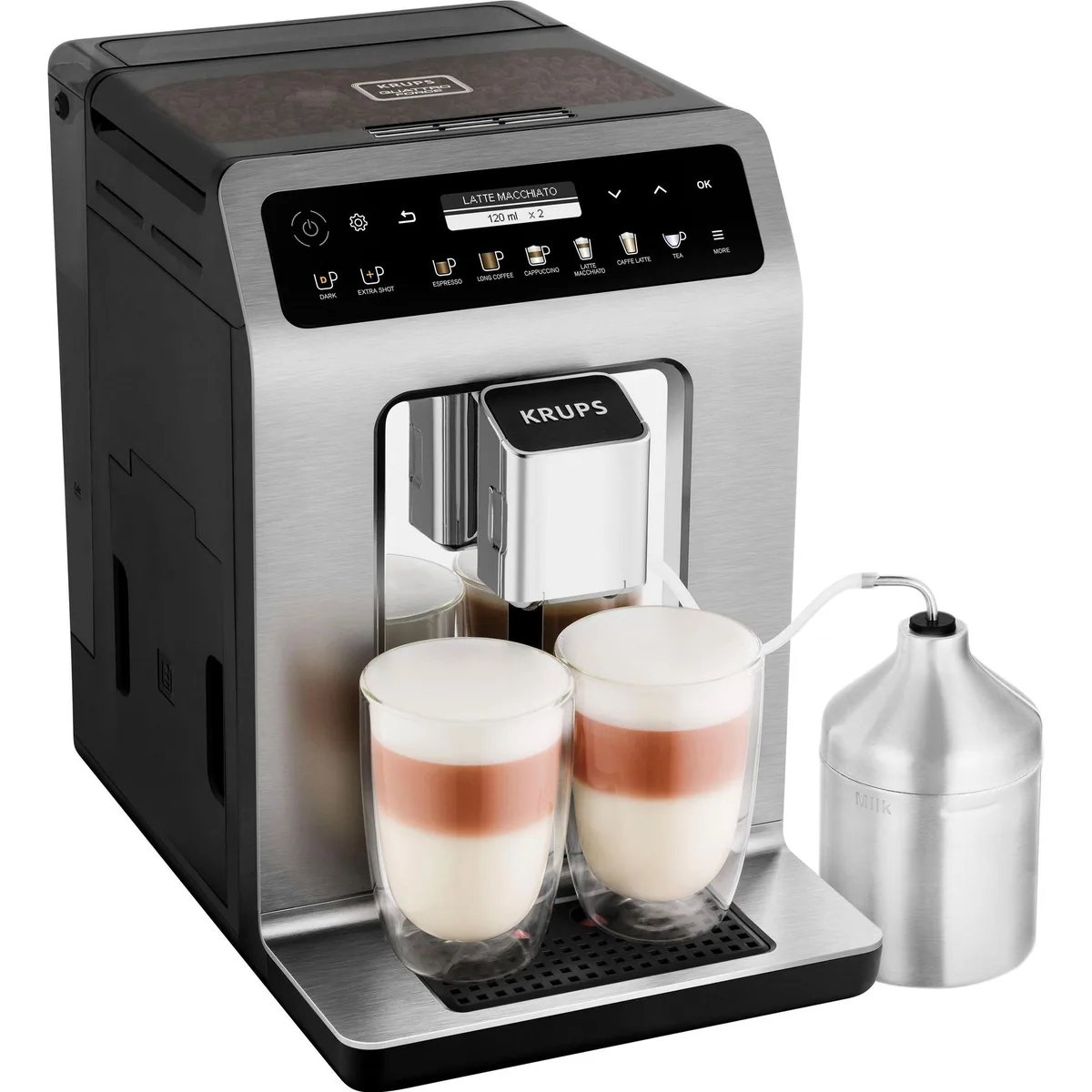 Krups EA894T Evidence Plus, One-Touch-Cappuccino, Edelstahl-Kegelmahlwerk, Barista Quattro Force Technologie