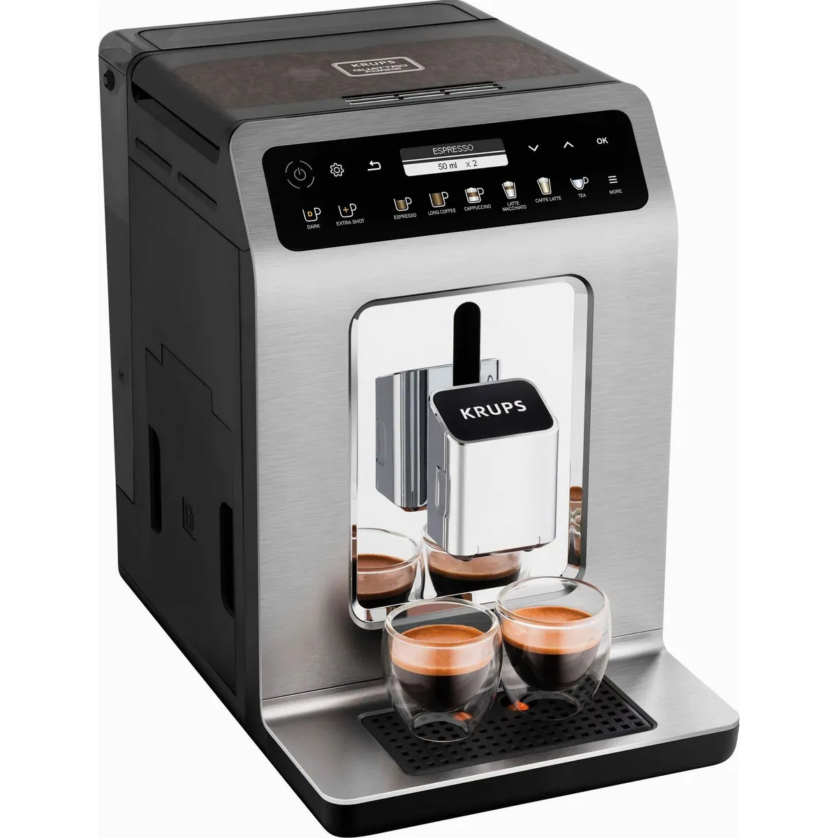 Krups EA894T Evidence Plus, One-Touch-Cappuccino, Edelstahl-Kegelmahlwerk, Barista Quattro Force Technologie 2
