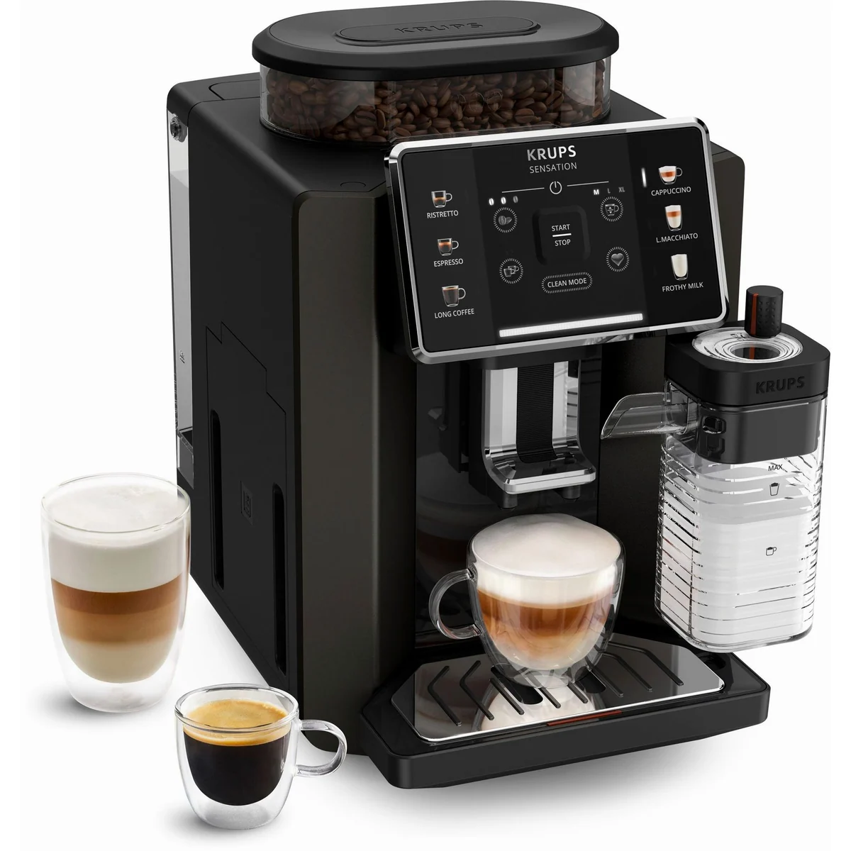 Krups Kaffeevollautomat EA9129 Sensation Milk, 6 Kaffee- und Milchspezialitäten, einfache Reinigung