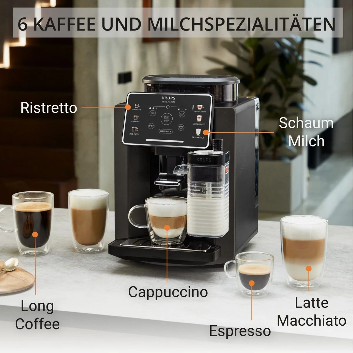 Krups Kaffeevollautomat EA9129 Sensation Milk, 6 Kaffee- und Milchspezialitäten, einfache Reinigung 2