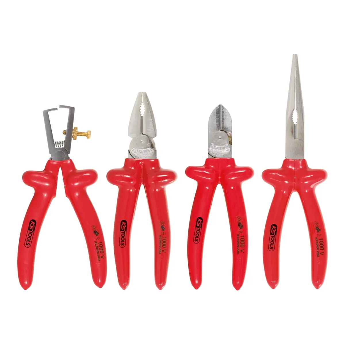 KS Tools CLASSIC 1000V Zangenset, 4-teilig, Tauchisolierung, matt verchromt