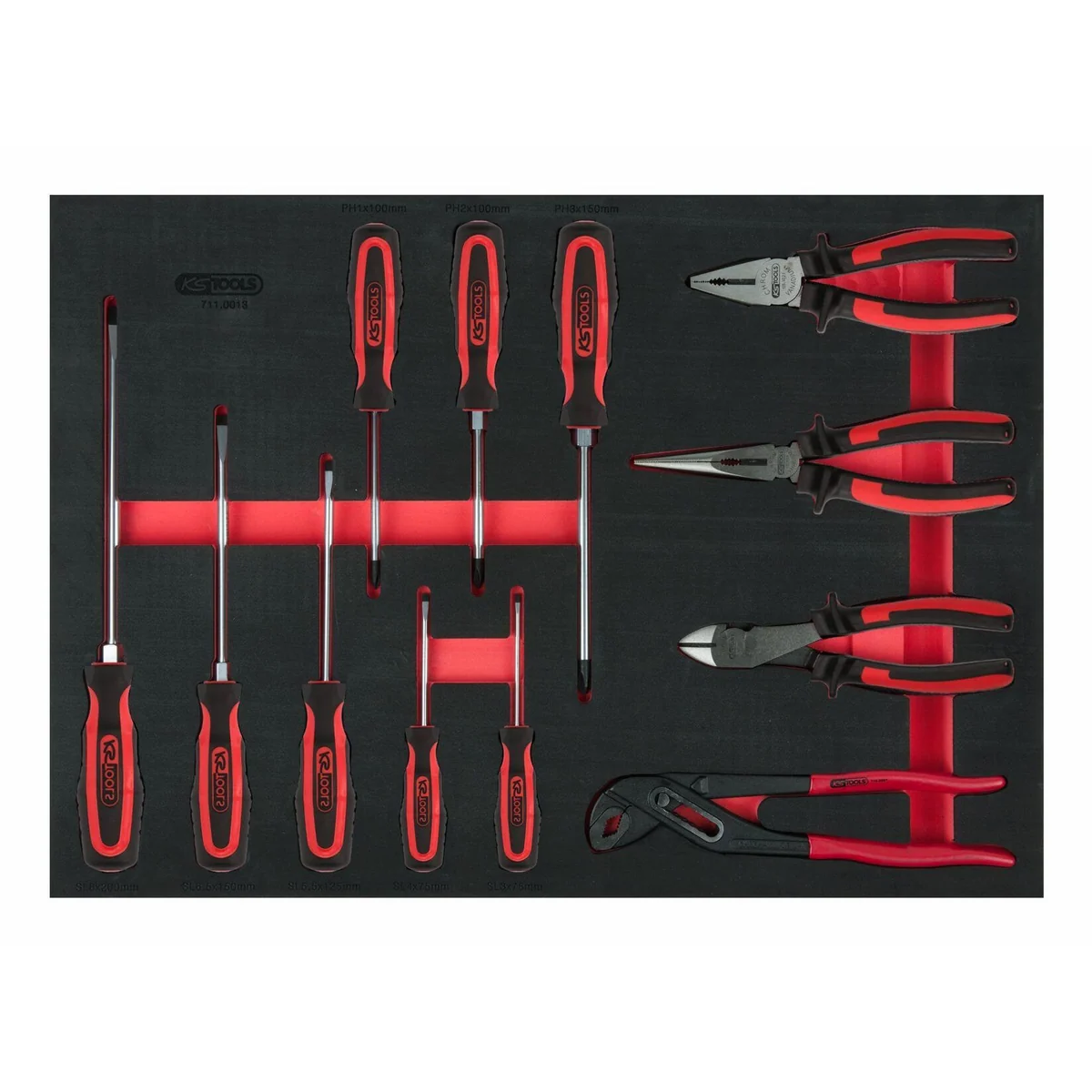 KS Tools Schraubendreher- und Zangen-Satz, 12-teilig, ergonomische Handhabung